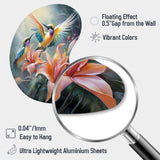 Tropical Flowers with Beautiful Bird - Asymmetric Metal Wall Art