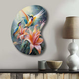 Tropical Flowers with Beautiful Bird - Asymmetric Metal Wall Art