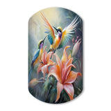 Tropical Flowers with Beautiful Bird - Asymmetric Metal Wall Art