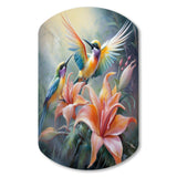 Tropical Flowers with Beautiful Bird - Asymmetric Metal Wall Art