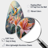 Tropical Flowers with Beautiful Bird - Asymmetric Metal Wall Art