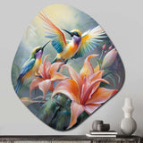 Tropical Flowers with Beautiful Bird - Asymmetric Metal Wall Art