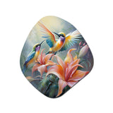 Tropical Flowers with Beautiful Bird - Asymmetric Metal Wall Art