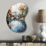 Beige Bridge Impressionist Waterscape An - Asymmetric Metal Wall Art