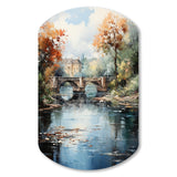 Beige Bridge Impressionist Waterscape An - Asymmetric Metal Wall Art