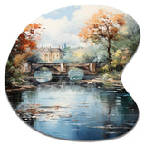 Beige Bridge Impressionist Waterscape An - Asymmetric Metal Wall Art