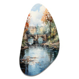 Beige Bridge Impressionist Waterscape An - Asymmetric Metal Wall Art