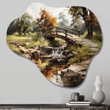 Green Bridge Rustic Charm An - Asymmetric Metal Wall Art