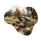 Green Bridge Rustic Charm An - Asymmetric Metal Wall Art