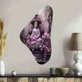 Pink Buddhism Buddhist Chanting - Asymmetric Metal Wall Art