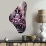 Pink Buddhism Buddhist Chanting - Asymmetric Metal Wall Art