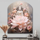 Pink Buddhism Lotus Of Wisdom - Asymmetric Metal Wall Art