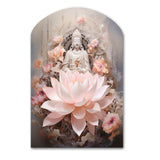 Pink Buddhism Lotus Of Wisdom - Asymmetric Metal Wall Art