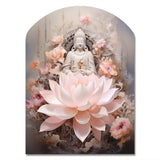 Pink Buddhism Lotus Of Wisdom - Asymmetric Metal Wall Art