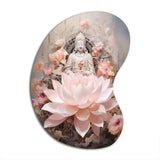 Pink Buddhism Lotus Of Wisdom - Asymmetric Metal Wall Art