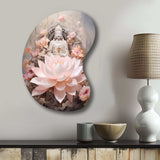 Pink Buddhism Lotus Of Wisdom - Asymmetric Metal Wall Art