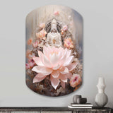 Pink Buddhism Lotus Of Wisdom - Asymmetric Metal Wall Art