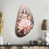 Pink Buddhism Lotus Of Wisdom - Asymmetric Metal Wall Art