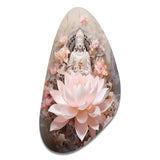 Pink Buddhism Lotus Of Wisdom - Asymmetric Metal Wall Art