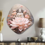 Pink Buddhism Lotus Of Wisdom - Asymmetric Metal Wall Art