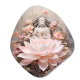 Pink Buddhism Lotus Of Wisdom - Asymmetric Metal Wall Art