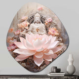 Pink Buddhism Lotus Of Wisdom - Asymmetric Metal Wall Art