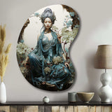 Teal Beige Buddhist Art Bodhisattva Compassion - Asymmetric Metal Wall Art