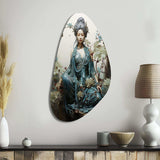 Teal Beige Buddhist Art Bodhisattva Compassion - Asymmetric Metal Wall Art