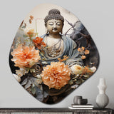 Coral Blue Buddhist Art Buddhas Serene - Asymmetric Metal Wall Art