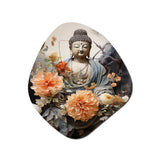 Coral Blue Buddhist Art Buddhas Serene - Asymmetric Metal Wall Art