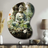 Green Buddhist Art Buddhas Serene I - Asymmetric Metal Wall Art