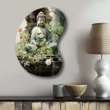 Green Buddhist Art Buddhas Serene I - Asymmetric Metal Wall Art