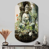 Green Buddhist Art Buddhas Serene I - Asymmetric Metal Wall Art