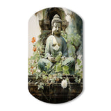 Green Buddhist Art Buddhas Serene I - Asymmetric Metal Wall Art