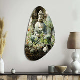 Green Buddhist Art Buddhas Serene I - Asymmetric Metal Wall Art