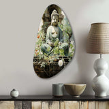 Green Buddhist Art Buddhas Serene I - Asymmetric Metal Wall Art