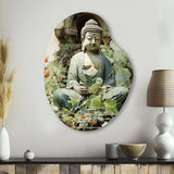 Green Buddhist Art Buddhas Serene I - Asymmetric Metal Wall Art