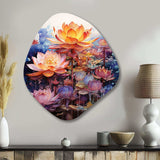 Orange Pink Buddhist Art Lotus Mandala - Asymmetric Metal Wall Art