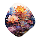 Orange Pink Buddhist Art Lotus Mandala - Asymmetric Metal Wall Art