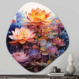 Orange Pink Buddhist Art Lotus Mandala - Asymmetric Metal Wall Art