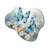 Blue White Butterfly Symphony - Asymmetric Metal Wall Art