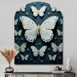 White Black Butterfly Fluttering Wings Butterflies - Asymmetric Metal Wall Art