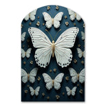 White Black Butterfly Fluttering Wings Butterflies - Asymmetric Metal Wall Art