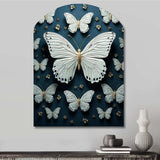 White Black Butterfly Fluttering Wings Butterflies - Asymmetric Metal Wall Art