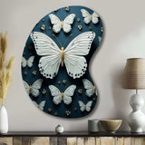 White Black Butterfly Fluttering Wings Butterflies - Asymmetric Metal Wall Art