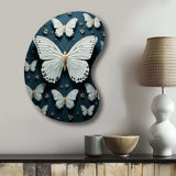 White Black Butterfly Fluttering Wings Butterflies - Asymmetric Metal Wall Art