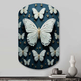 White Black Butterfly Fluttering Wings Butterflies - Asymmetric Metal Wall Art