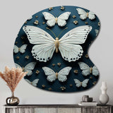 White Black Butterfly Fluttering Wings Butterflies - Asymmetric Metal Wall Art