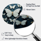 White Black Butterfly Fluttering Wings Butterflies - Asymmetric Metal Wall Art