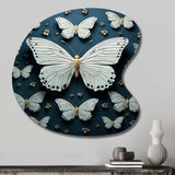 White Black Butterfly Fluttering Wings Butterflies - Asymmetric Metal Wall Art